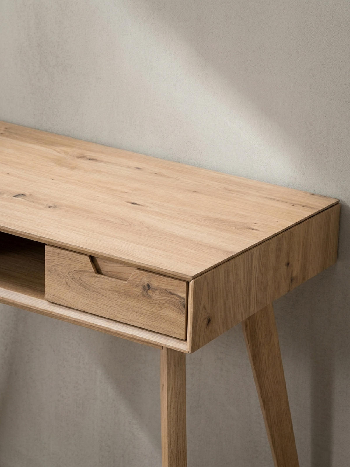 SCHREIBTISCH – Eiche-Dekor, 120x55x77 cm, Stauraum, Skandinavischer Stil, Massivholzbeine - Eichefarben/Braun, Holz (120/55/77cm) - KADIMA DESIGN
