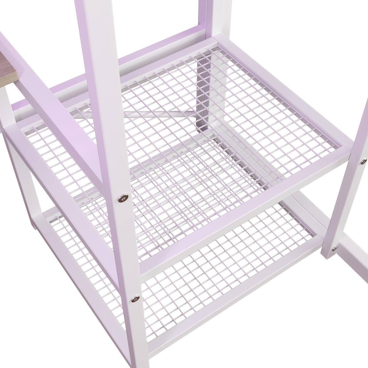 HOCHBETT 90/200 cm in Weiß mit Lichtleiste, Steckdose, Schreibtisch und Staufächern im modernen Design - Weiß, Holzwerkstoff/Metall (90/200cm) - STILVORA
