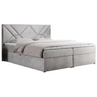 BOXBETT NEOMI 120/200 - Hellgrau Velvet - H3 - Visco - Hellgrau, Holz/Textil (120/200cm)