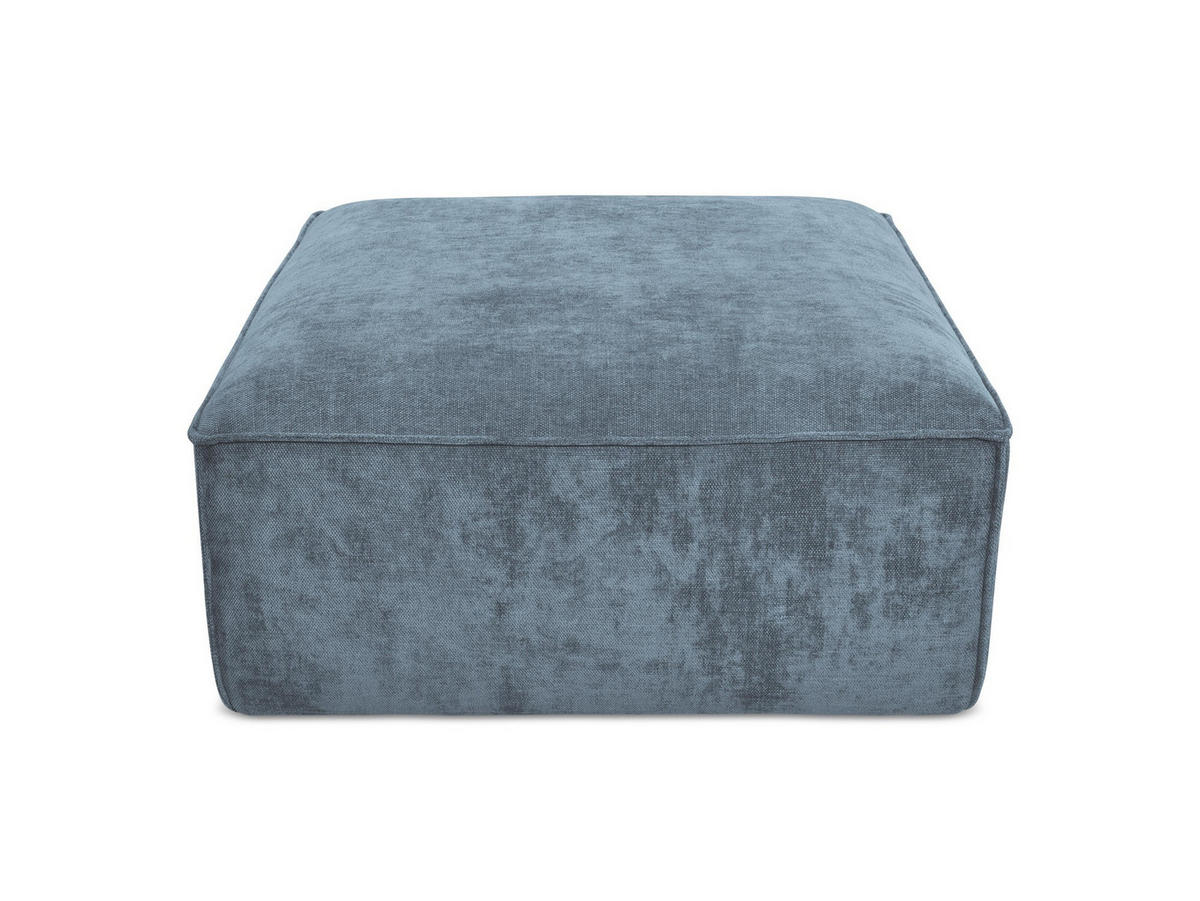 POUF Chenille Stoff Blau - Pastellblau/Schwarz, Holzwerkstoff/Kunststoff (87/46/87cm) - Makamii
