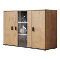 KOMMODE Soho S07 mit weißer LED Beleuchtung - Eichefarben/Schwarz, Holzwerkstoff/Kunststoff (120/80/41cm) - MIRJAN24