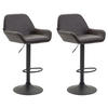 BARHOCKER 2er Set Lederlook braun - Schwarz/Braun, Textil/Metall (51/89/52cm) - CLP