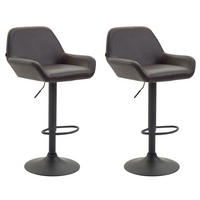 BARHOCKER 2er Set Lederlook braun - Schwarz/Braun, Textil/Metall (51/89/52cm) - CLP