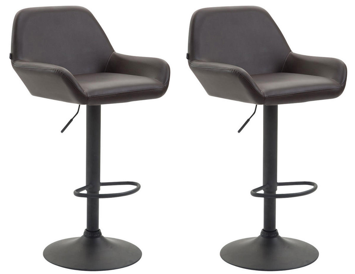 BARHOCKER 2er Set Lederlook braun - Schwarz/Braun, Textil/Metall (51/89/52cm) - CLP