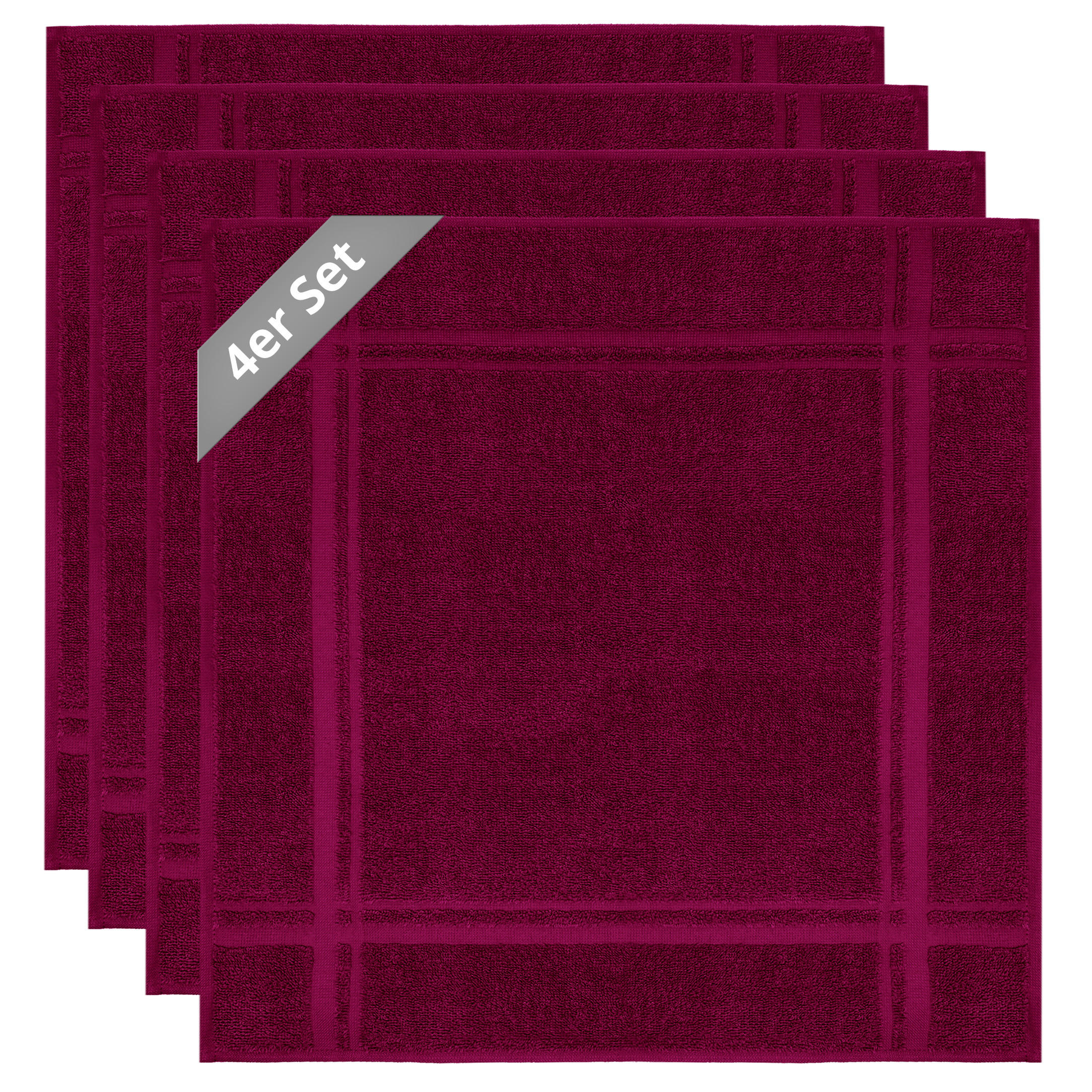 FROTTEE Küchenhandtücher 50x50 cm, 4er Set, Kirschrot - Kirschrot, Textil (50/50cm) - Lashuma