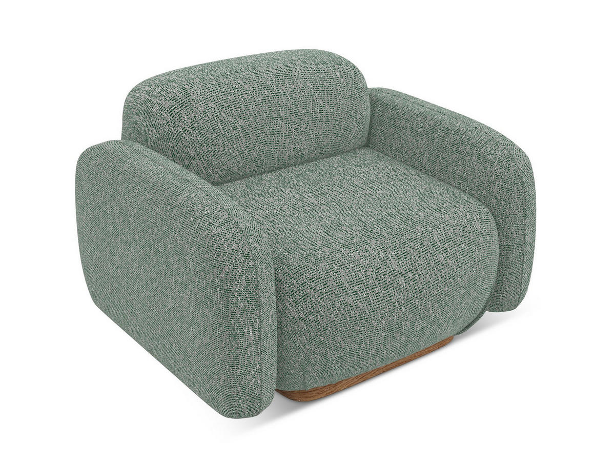 SESSEL Strukturstoff Stoff Grün - Braun/Hellgrün, Holz/Textil (110/73/95cm) - Makamii