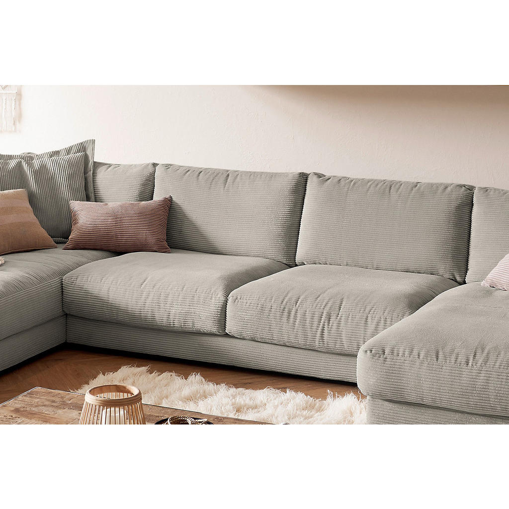 Thumbnail - Kawola Wohnlandschaft, Greige, Textil, Echtholz, 4-Sitzer, Füllung: Komfortschaum, U-Form, 425x86x224 cm, Wohnzimmer, So...