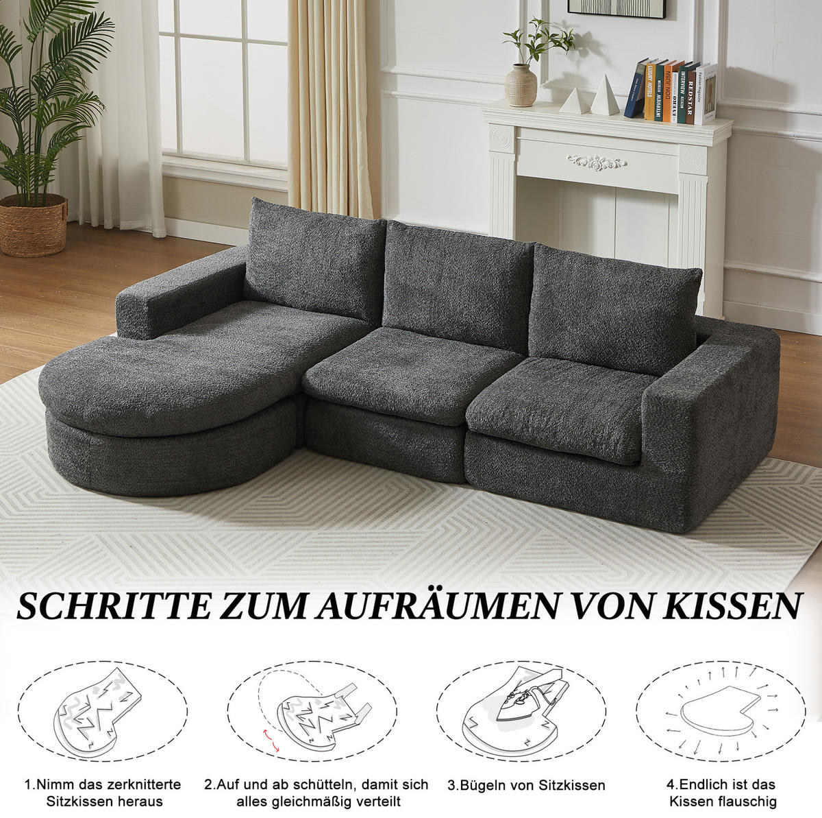 ECKSOFA mit Liegefläche 250/160 cm in Grau - Grau, Textil (160/250cm) - Modenvie