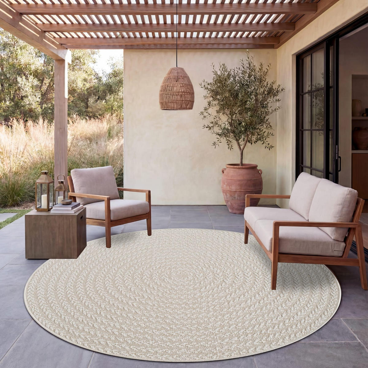 WAREGEM 627 CREME 200D - Creme, Kunststoff (200/200cm) - Paco Home