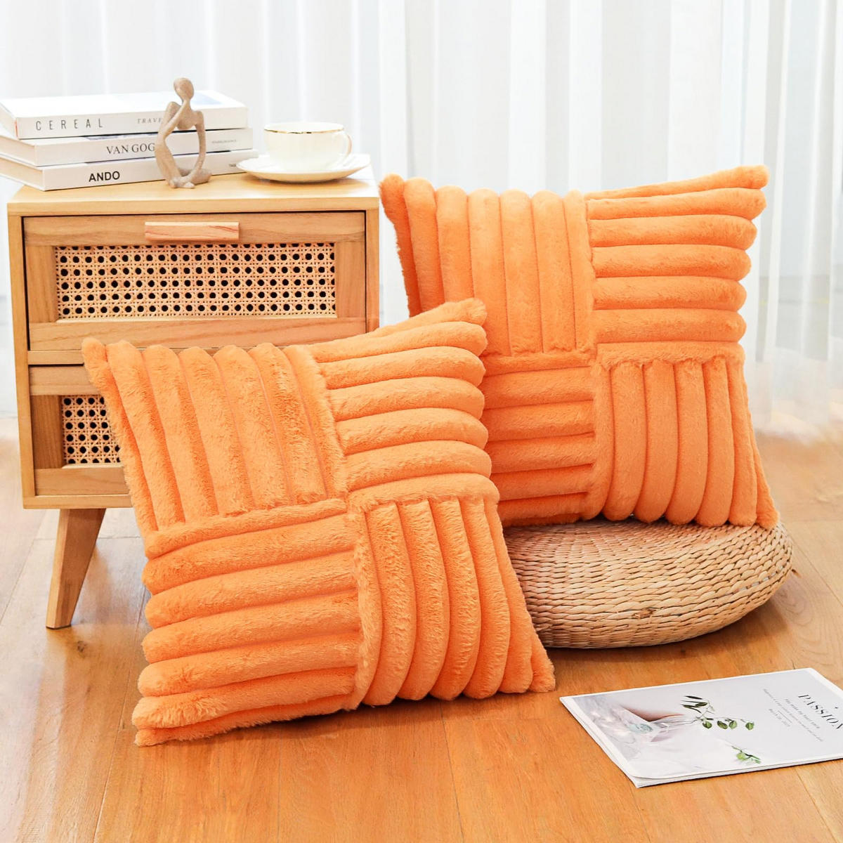 KISSENHÜLLE UNI Plüsch & Samt 45/45 cm - Orange, Textil (45/45cm) - Kaket