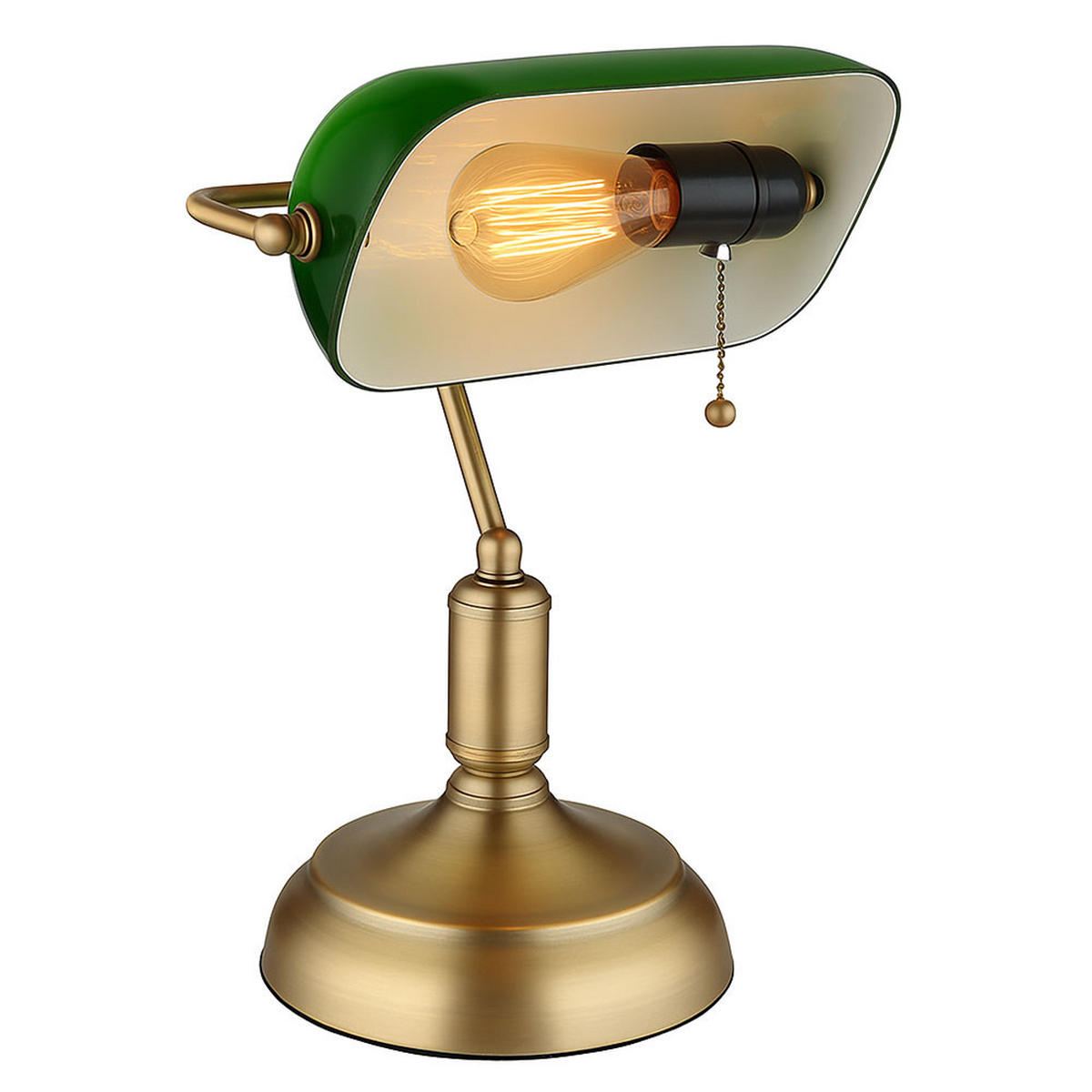 TISCHLEUCHTE Antique Messing Grün - Messingfarben, Glas (26.5/18/36cm) - Globo Lighting