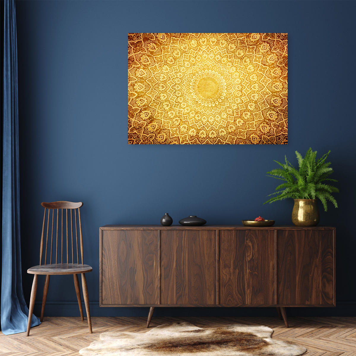 WANDBILD gold mandala abstraktion - Gelb, Textil (60/40cm) - Feeby