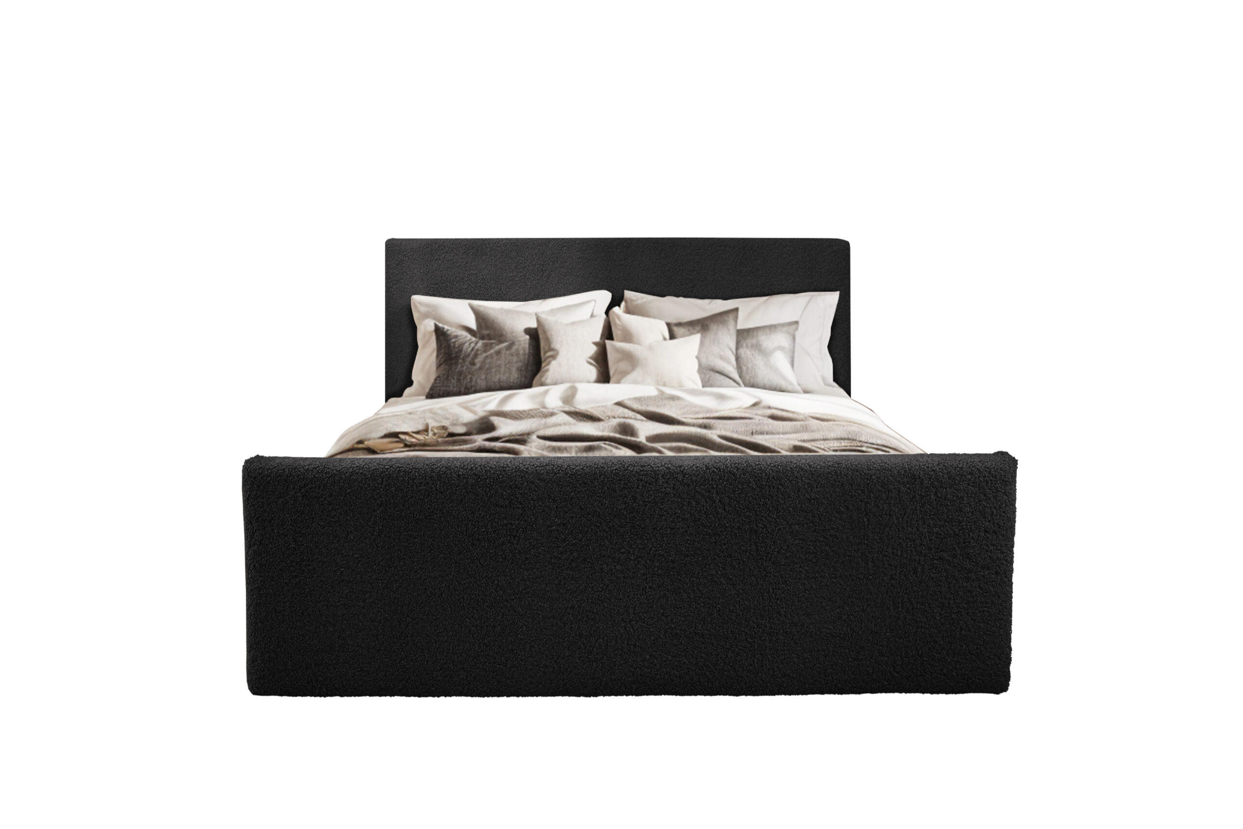BOXBETT mit Bettkasten und Topper LAMM Stoff Sven Schwarz 180x200 cm H3-Bonell - Schwarz, Holzwerkstoff (180/200cm) - Kaiser Möbel