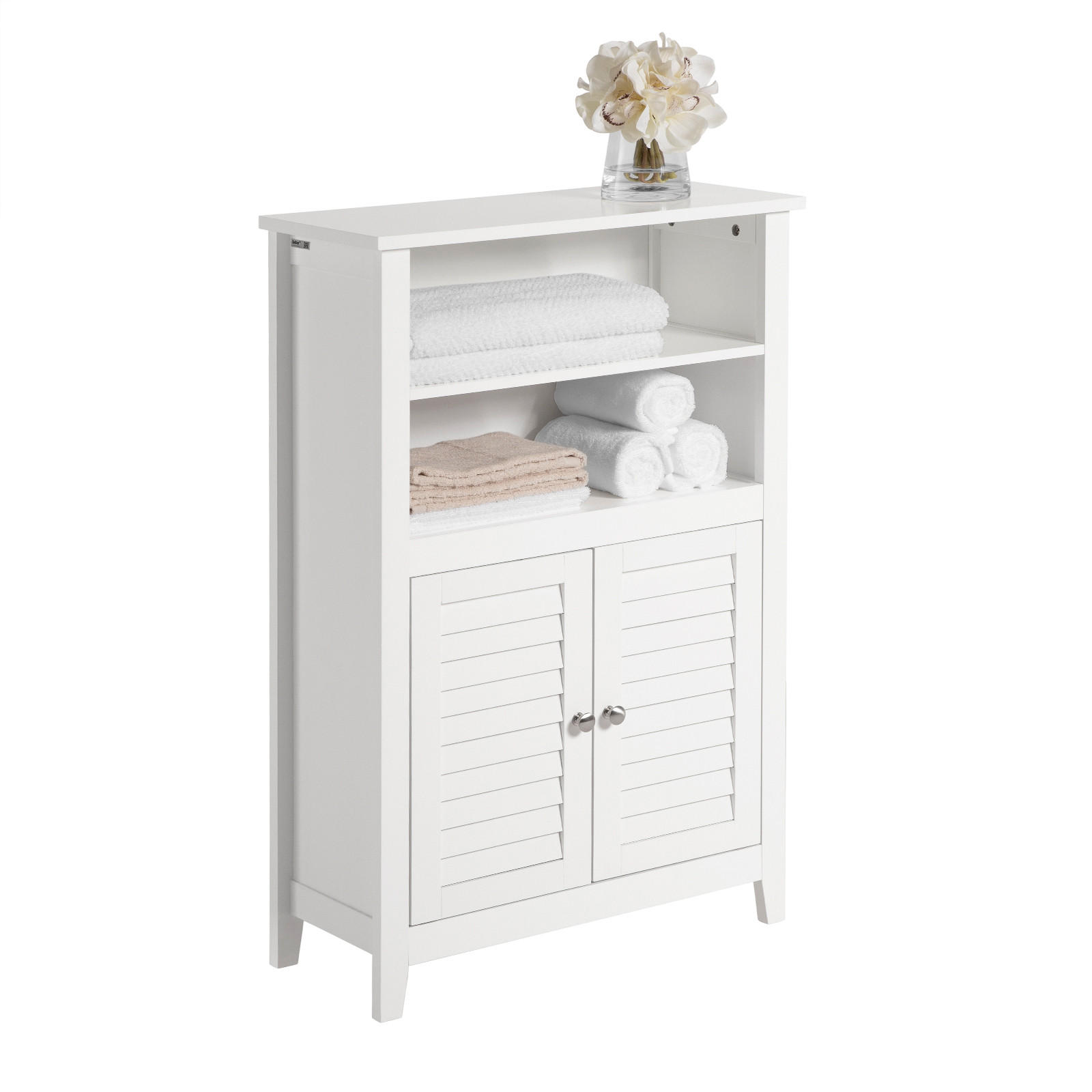 SoBuy NÍZKÁ KOUPELNOVÁ SKŘÍŇKA se 2 dveřmi Bílá 60x24x90cm Minimalistický
