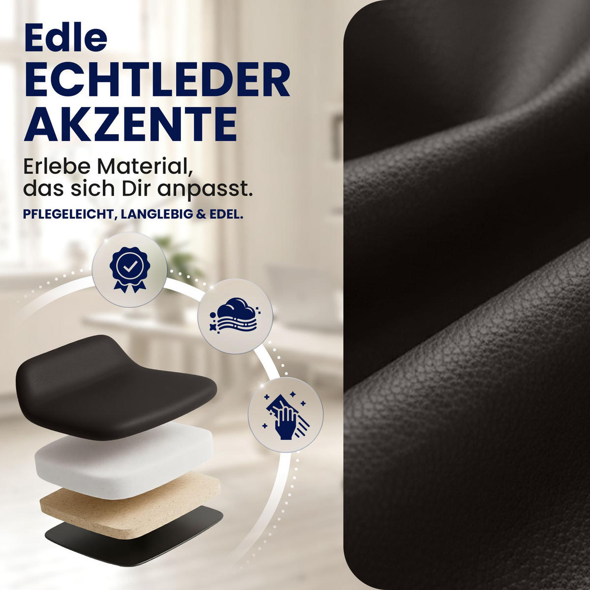 GAMINGSTUHL Echtleder braun - Schwarz/Braun, Leder/Metall (70/133/64cm) - CLP