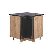 ECKUNTERSCHRANK Fame-Line Anthrazit Hochglanz 80.5 cm, AP Anthrazit - Honigeiche/Schwarz Hochglanz, Holzwerkstoff (80.5/82/60cm) - Vicco