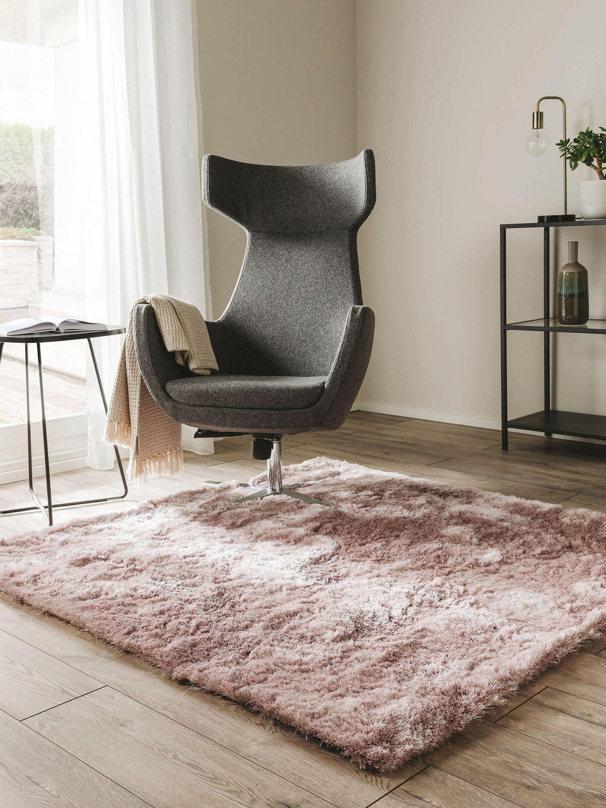 HOCHFLORTEPPICH Whisper Rosa 200x200 cm - Rosa, Textil (200/200cm) - benuta Nest