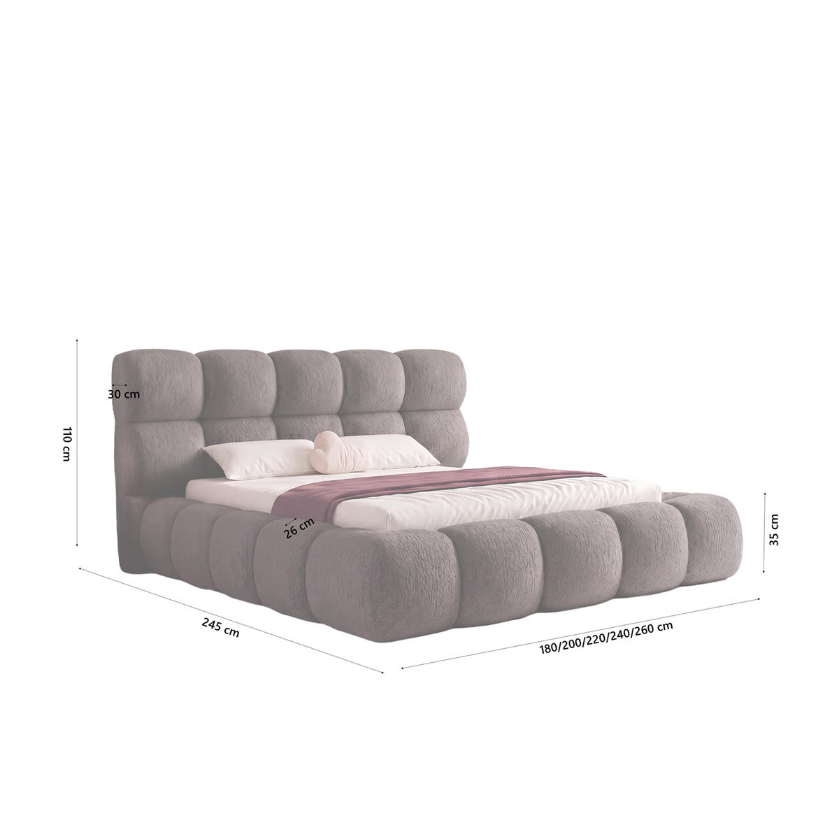 POLSTERBETT FERAGU 180x200 cm, Braun - Braun, Textil (200/180cm) - Fedve