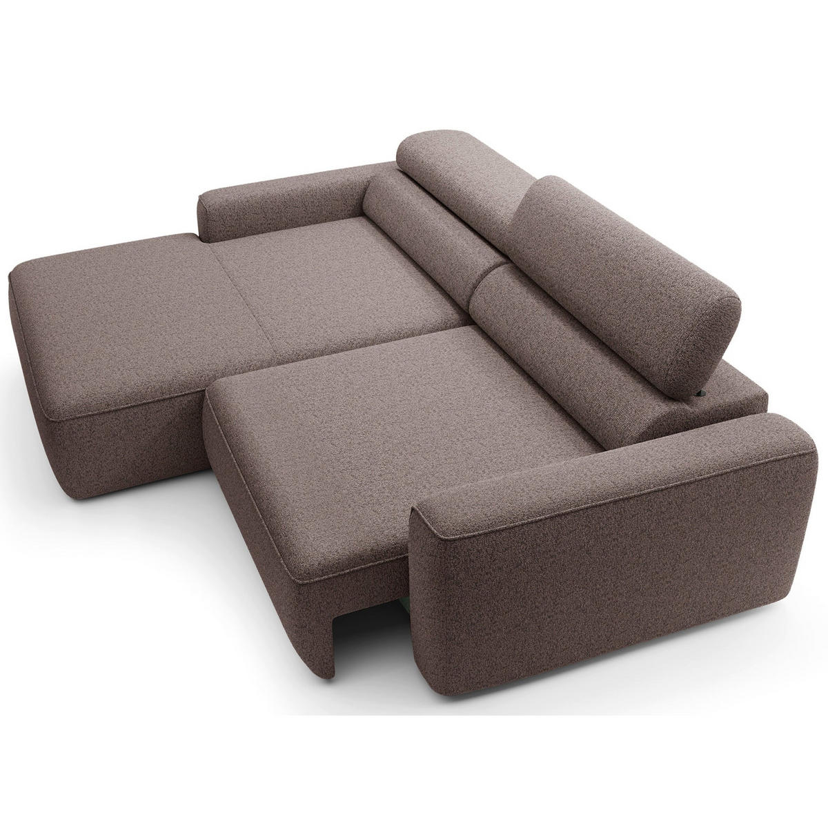 ECKSOFA Fando mit Schlaffunktion, L-Form, 4-Sitzer 252 cm, links Flechtstoff Hellbraun - Hellbraun/Schwarz, Holz/Kunststoff (252/182cm) - Selsey
