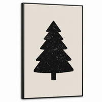 LEINWAND Bilder mit Rahmen - Weihnachtsbaum - Schwarz - Urlaub - Beige - 60x90 - Schwarz, Textil (60/90cm) - MuchoWow