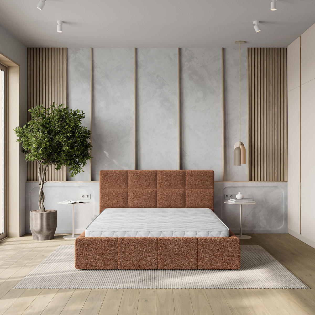 POLSTERBETT COMO 160x200 cm mit Bettkästen - Kupferfarben - Kupferfarben, Holz (160/200cm) - MASSENO