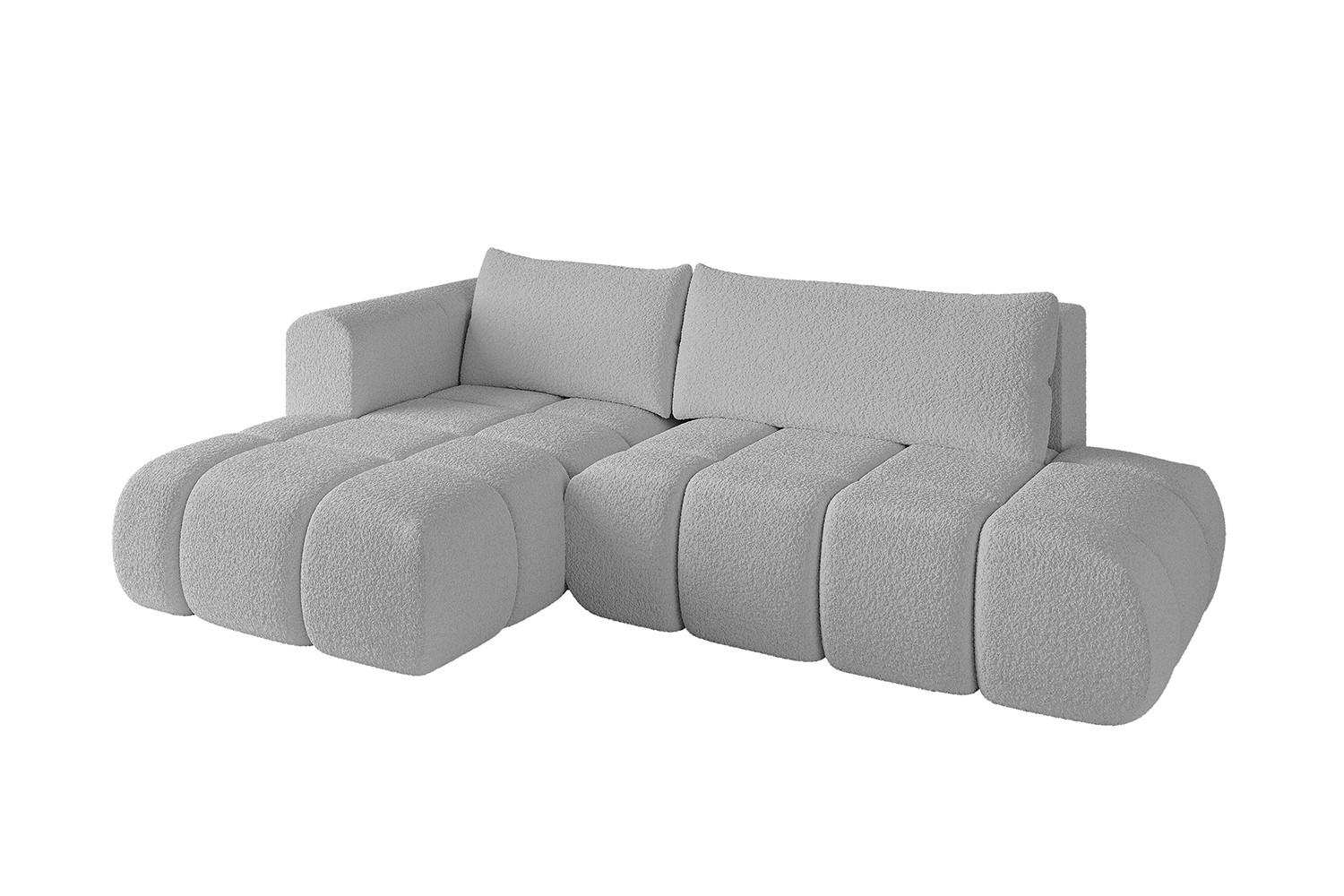 ECKSOFA Ottomane Links CLOUD-L 289x180x40 Hellgrau Bouclé - Hellgrau, Holzwerkstoff/Kunststoff (180/289cm) - ALTDECOR