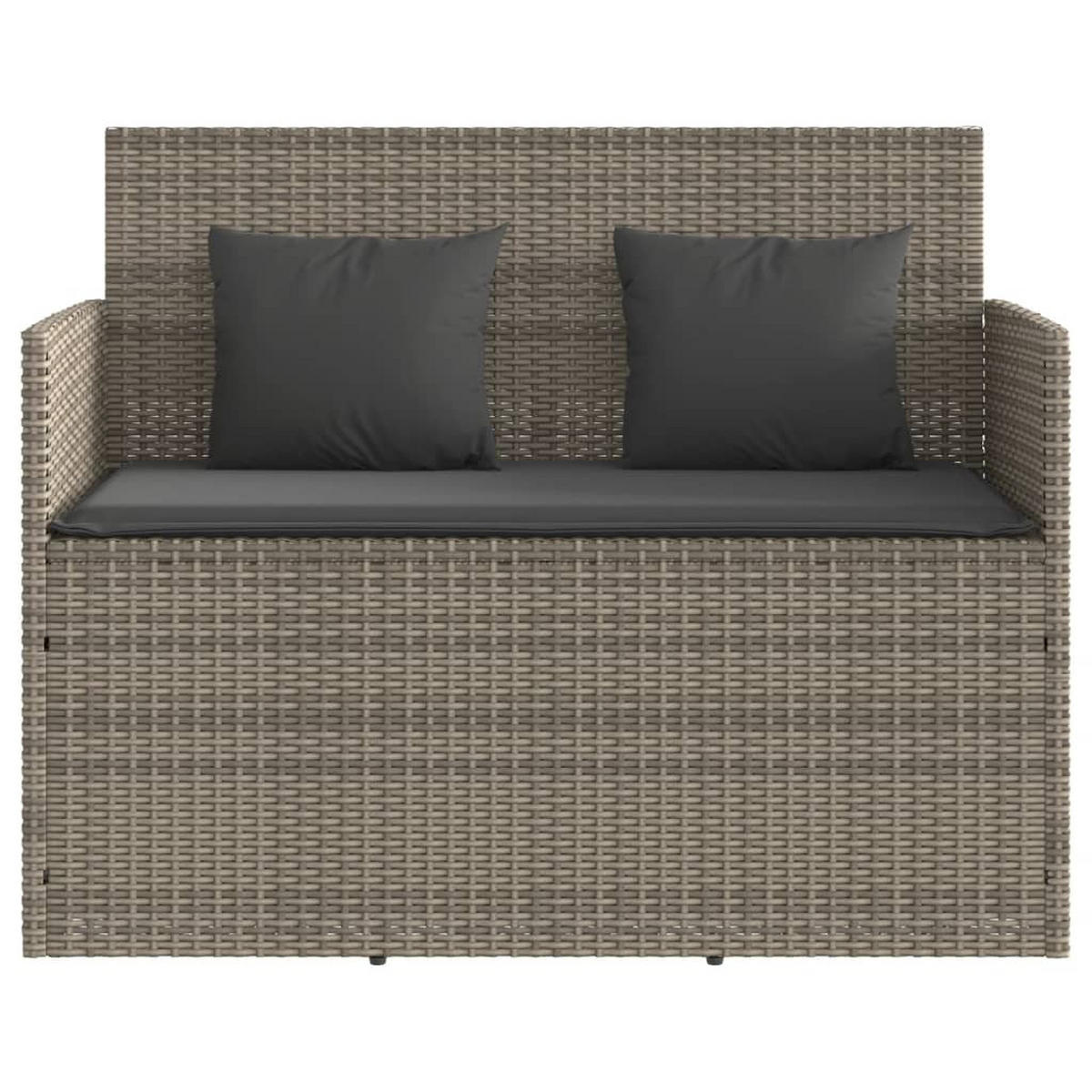 GARTENBANK Mit Kissen Grau Poly Rattan - Grau, Kunststoff (50/90.5/120cm) - vidaXL