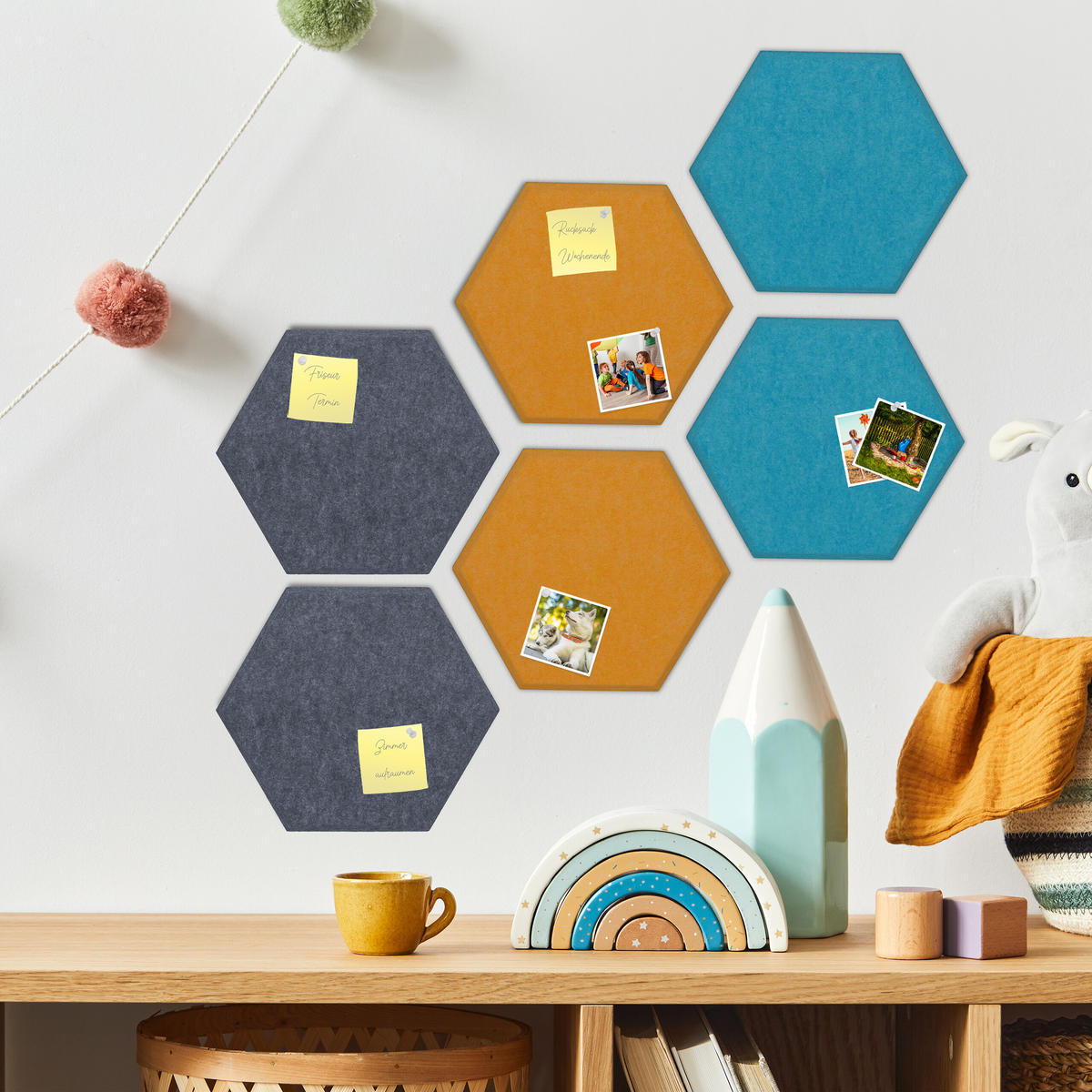 12xFILZPINNWAND - Multicolor, Textil (30/0.9/26cm) - Relaxdays