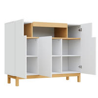 SIDEBOARD 120,5/42/96 cm aus Spanplatte mit 3 Türen und offenem Fach Weiß - Weiß, Holzwerkstoff (120.5/96/42cm) - Modenvie