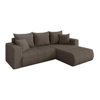 ROHOVÁ SEDAČKA s funkcí spaní, otoman vpravo MILA-L 277x194x86 hnědá bouclé - černá/hnědá, kompozitní dřevo/textil (277/194cm) - ALTDECOR