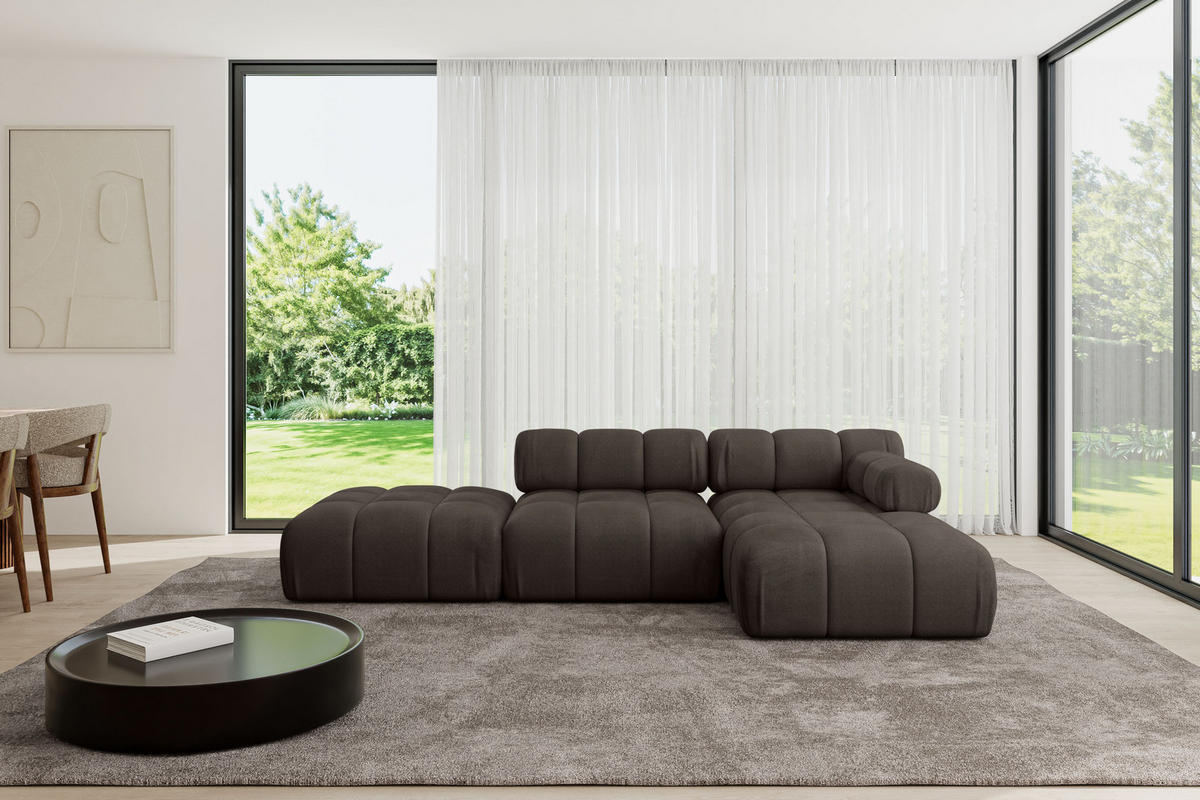 ECKSOFA modulares Sofa Lizur-L1 - 285x160x70 cm Braun Velours - Braun, Holzwerkstoff/Textil (285/160cm) - ALTDECOR