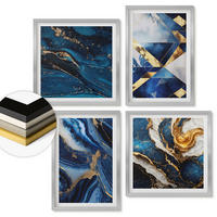 WANDBILDER 4er Set - 50x50 cm & 40x60 cm Silberner Rahmen - Abstrakte, elegante Muster - Silberfarben, Kunststoff (50/50cm) - ArtPrintCave