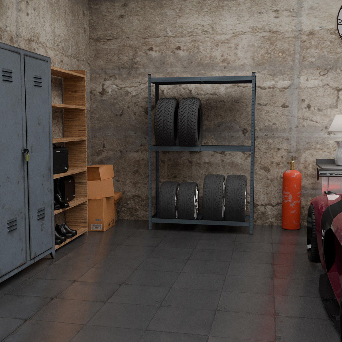 REIFENREGAL - Grau, Holzwerkstoff/Kunststoff (120/180/40cm) - Relaxdays