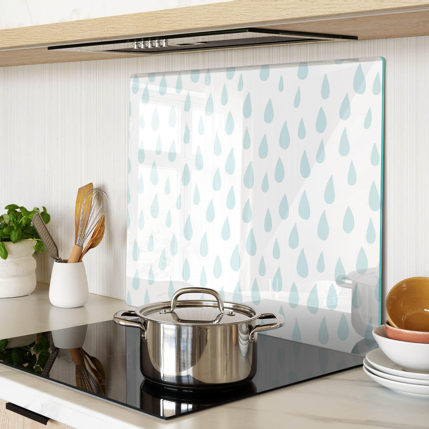 GLASPLATTE 60x52 cm Tröpfchen - Blau, Glas (60/0.4/52cm) - TULUP