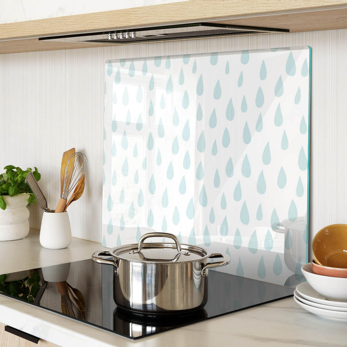 GLASPLATTE 60x52 cm Tröpfchen - Blau, Glas (60/0.4/52cm) - TULUP
