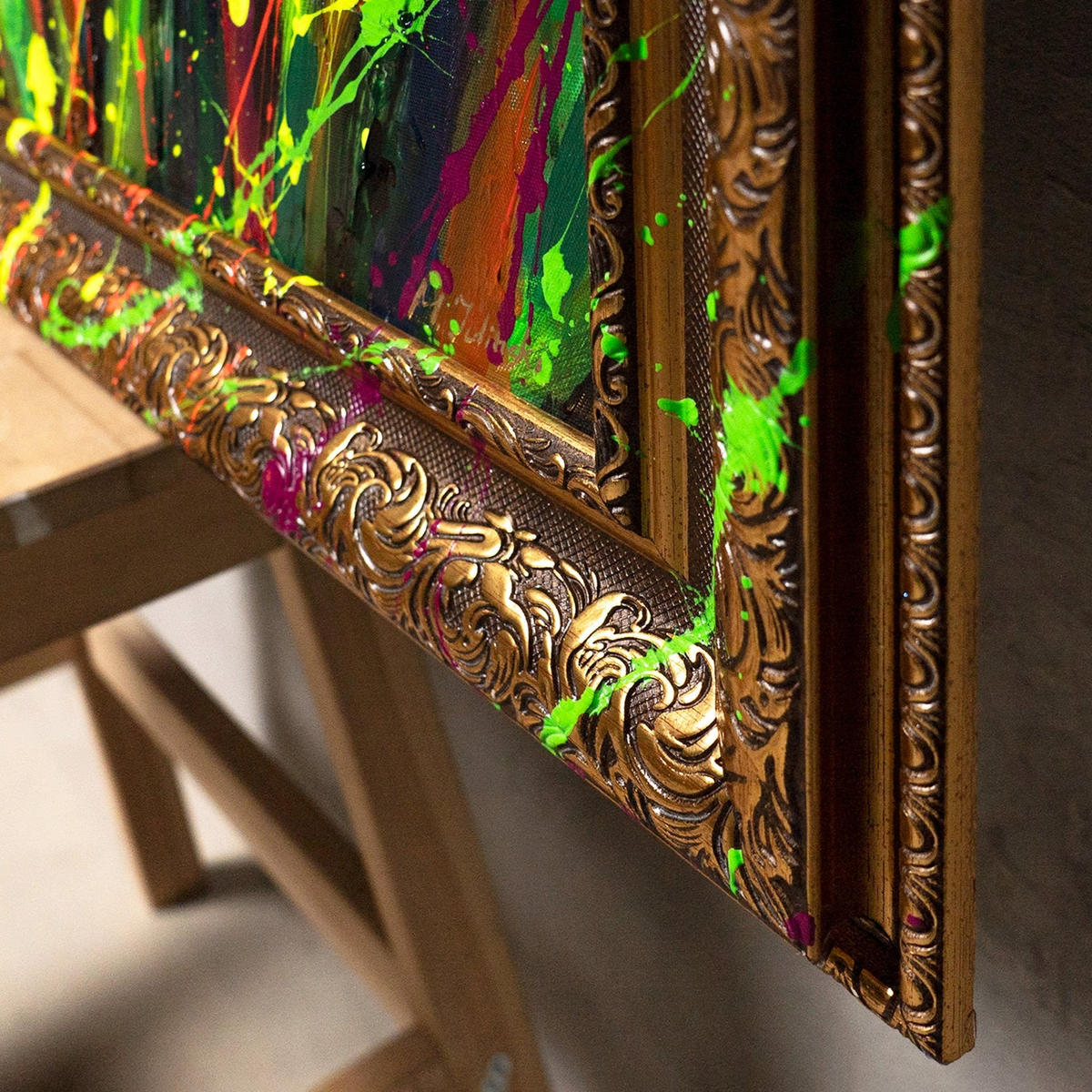 GEMÄLDE Noten des Frühlings Schattenfugenrahmen Gold 140x100 cm - Goldfarben, Holz (140/100cm) - YS-art gallery