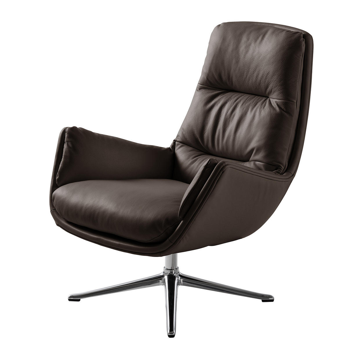 SESSEL mit Kreuzfuß - Chromfarben/Dunkelbraun, Leder/Metall (83/95/97cm) - home24