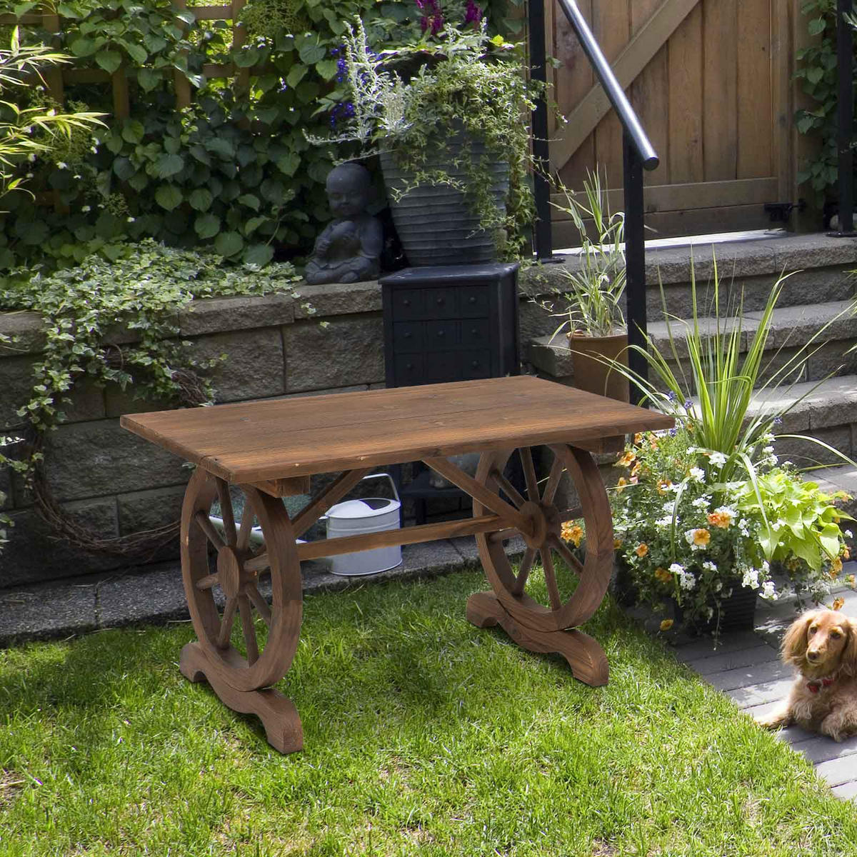 GARTENTISCH,NATÜRLICHES, verkohltes Holz,1 Stück - Beige, Kunststoff (110/60/65cm) - GiPP