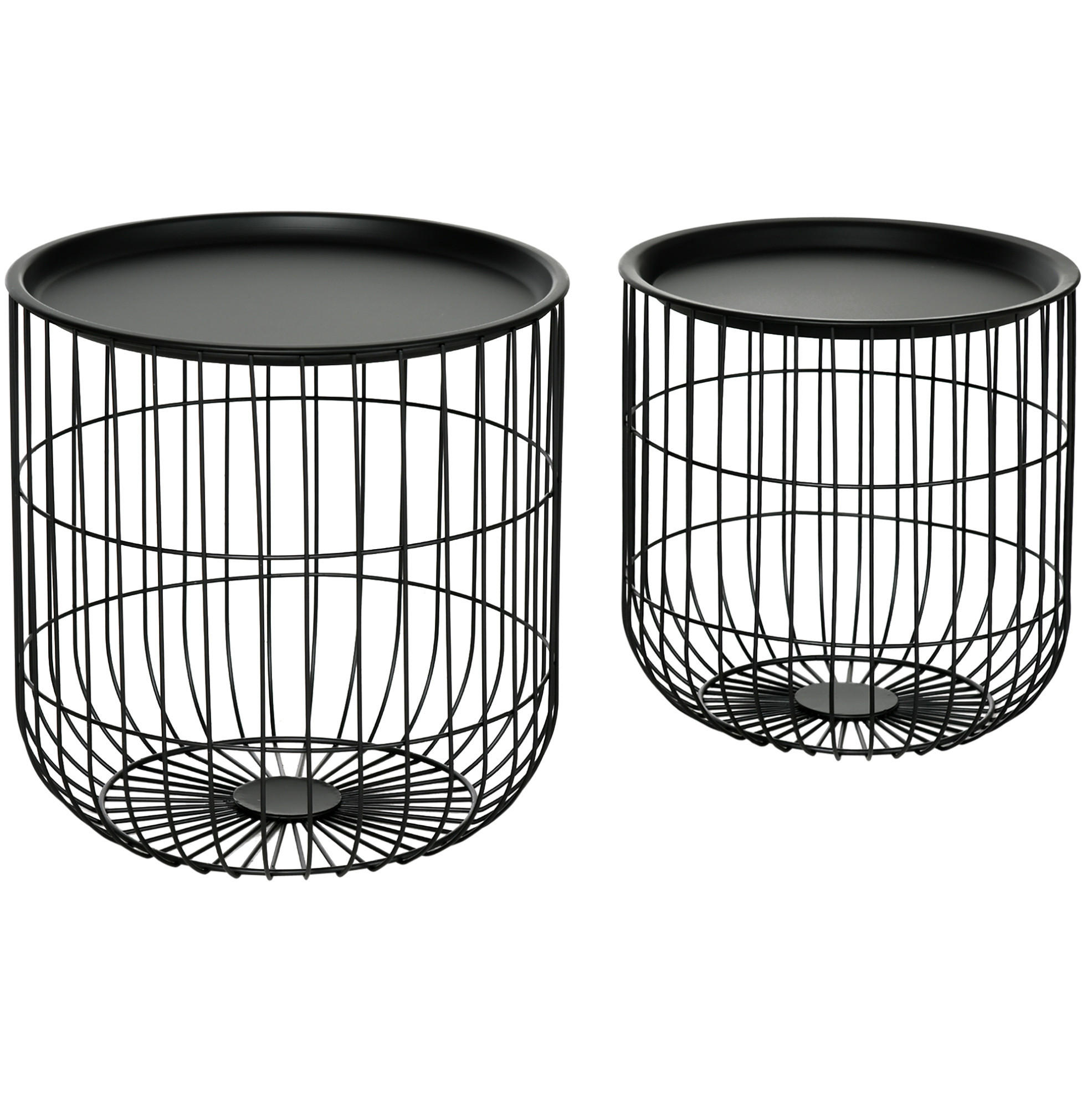 KONFERENČNÍ stolek 2 ks Ø40/35 cm černý, ze oceli, stohovatelný - černá, kov (40/40/40cm) - BEAOK