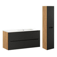 BADMÖBEL 120cm Elora 2er-Set Schwarz und Holz - Schwarz, Holzwerkstoff (120/57/46cm) - Petits-meubles