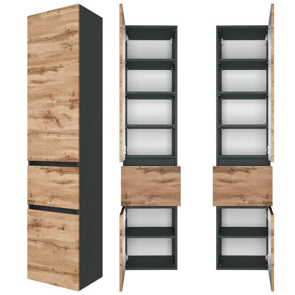 BADMÖBEL-SET 5-TLG. Lourosa-03 - Braun/Grau, Holzwerkstoff (240/200/47cm) - Lomado
