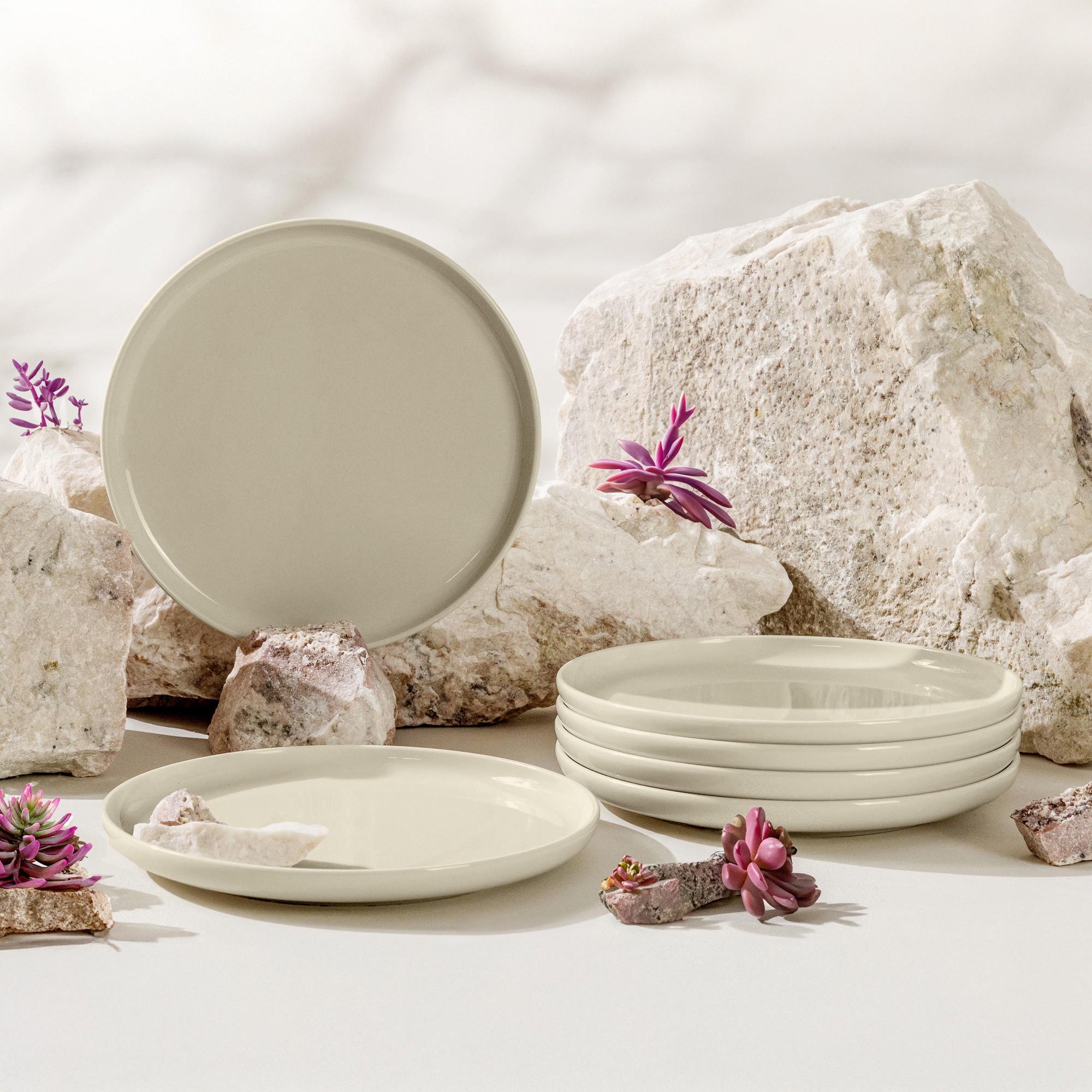 TELLER-SET VICTO 6-tlg Dessertteller - Beige, Keramik (20/2/20cm) - KONSIMO®