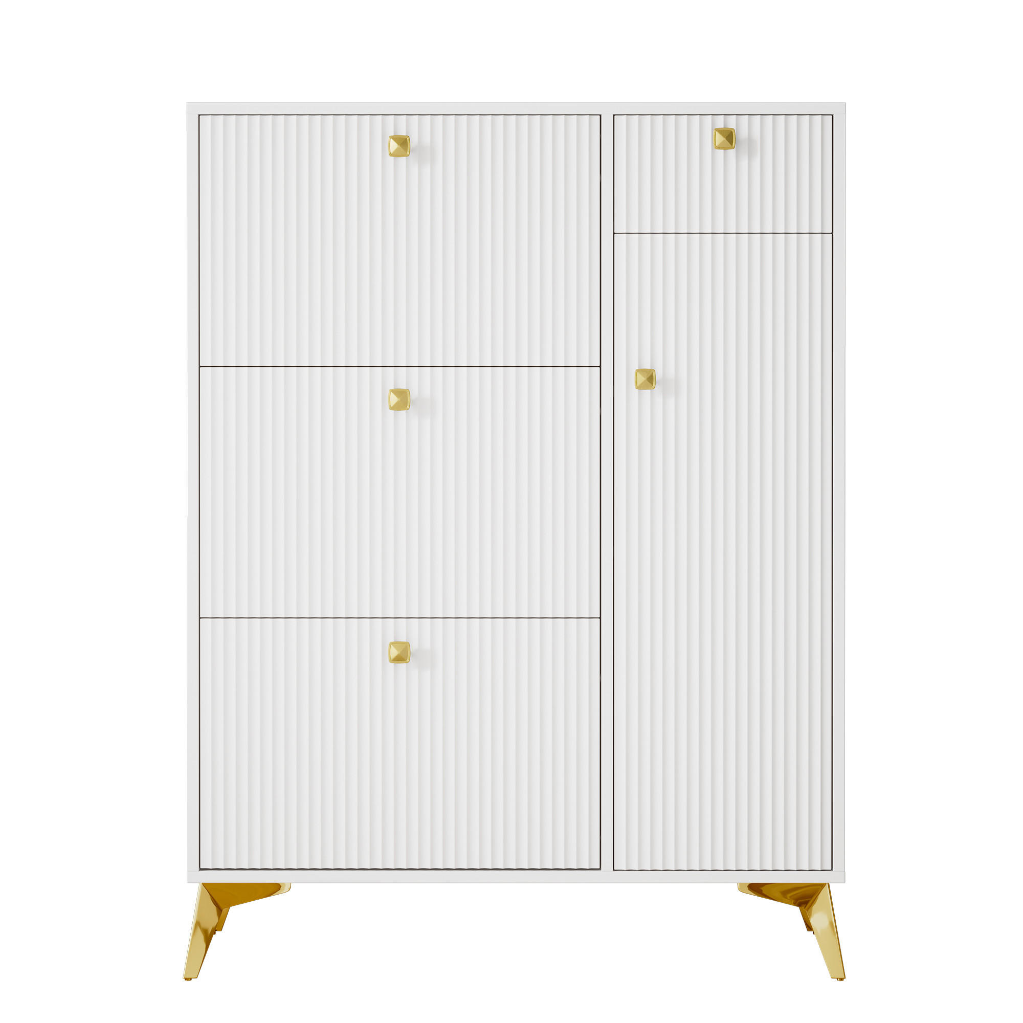 SCHUHSCHRANK Weiß 90/25/121 cm - Weiß, Holzwerkstoff (90/121/25cm) - PANGIVO