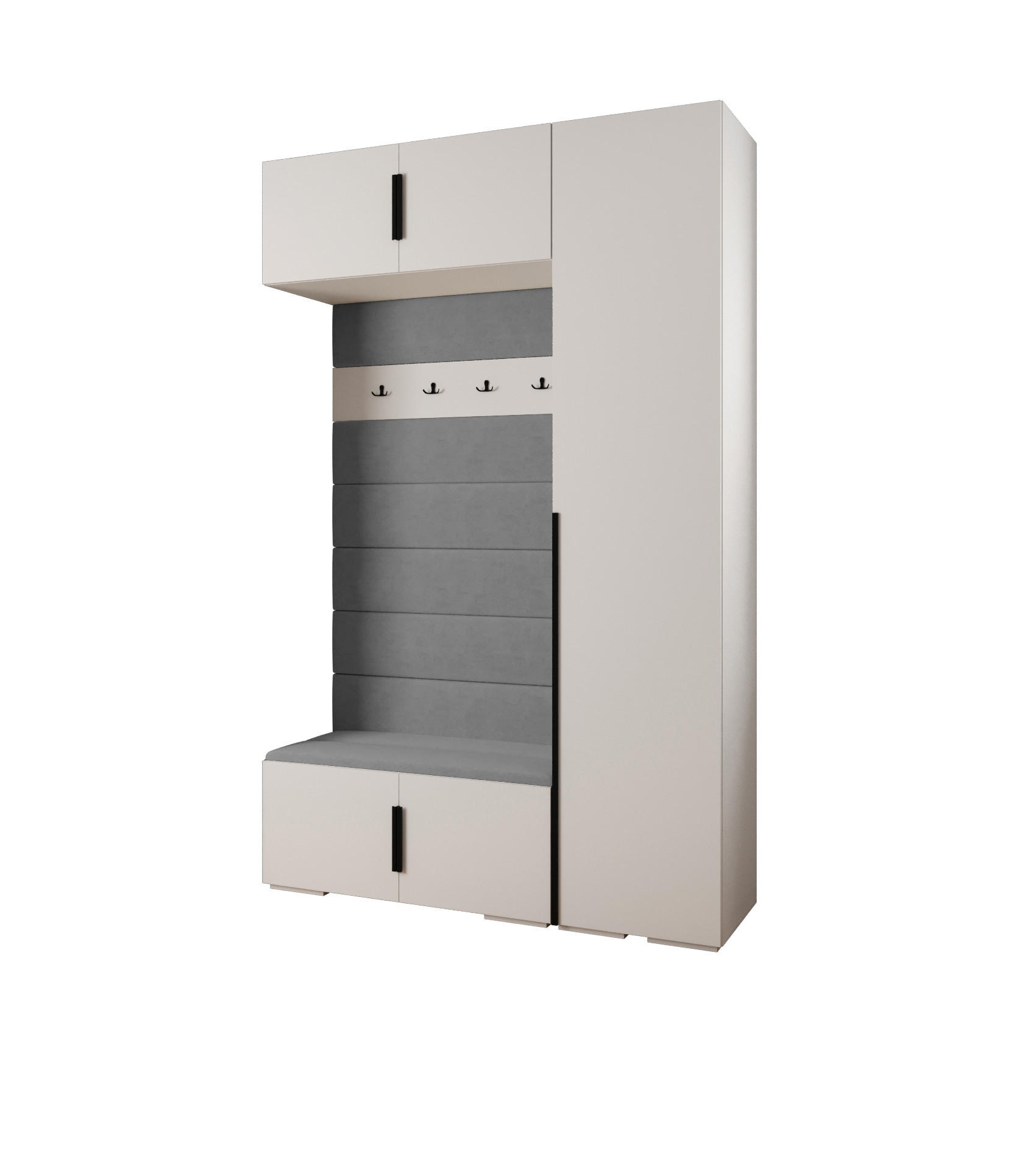 Abiks Möbel Garderoben-Set Weiß, Grau, Schwarz 150x236.7x47 cm