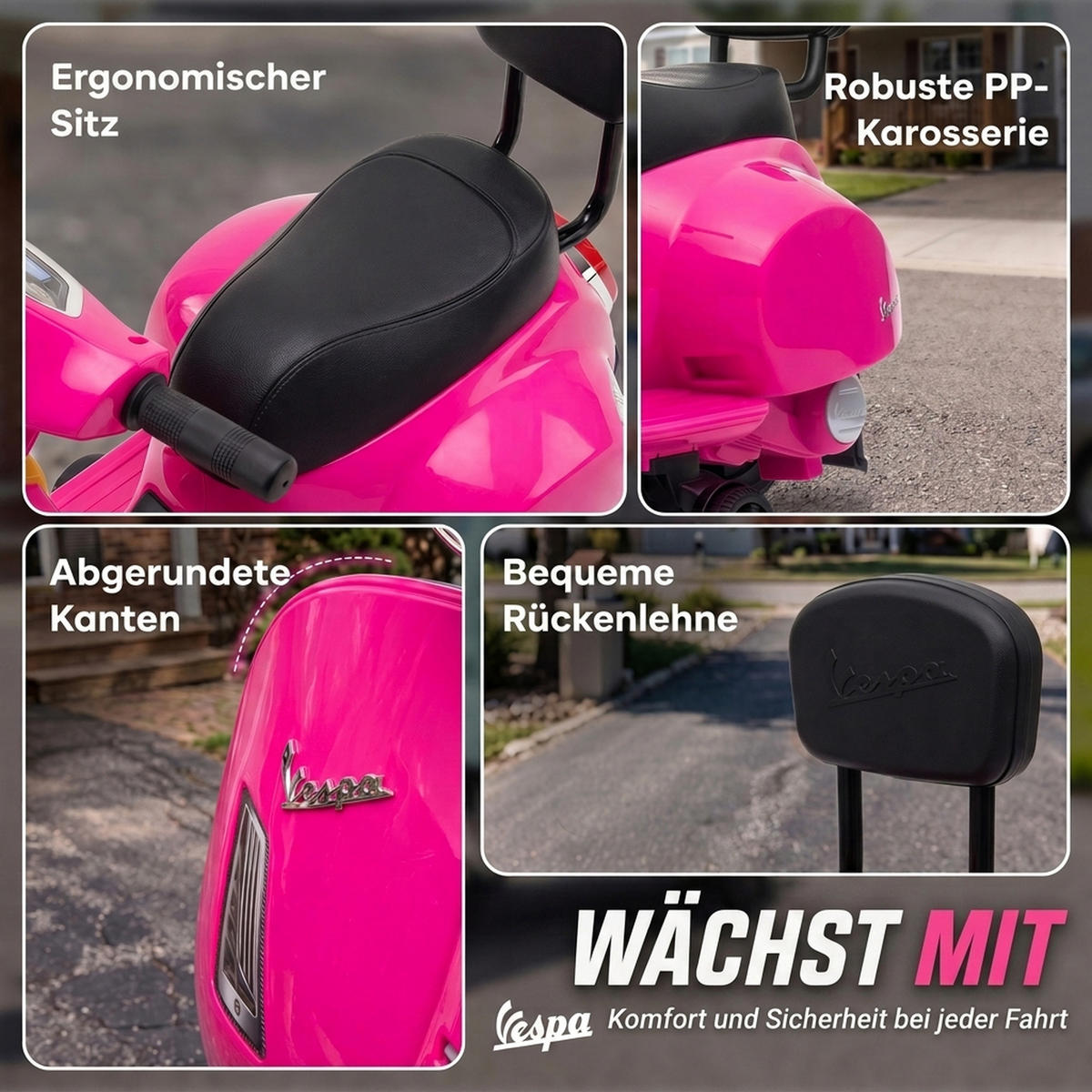 KINDERMOTORRAD Kunststoff Stahl Rosa - Rosa, Kunststoff (66.5/38/52cm) - AIYAPLAY