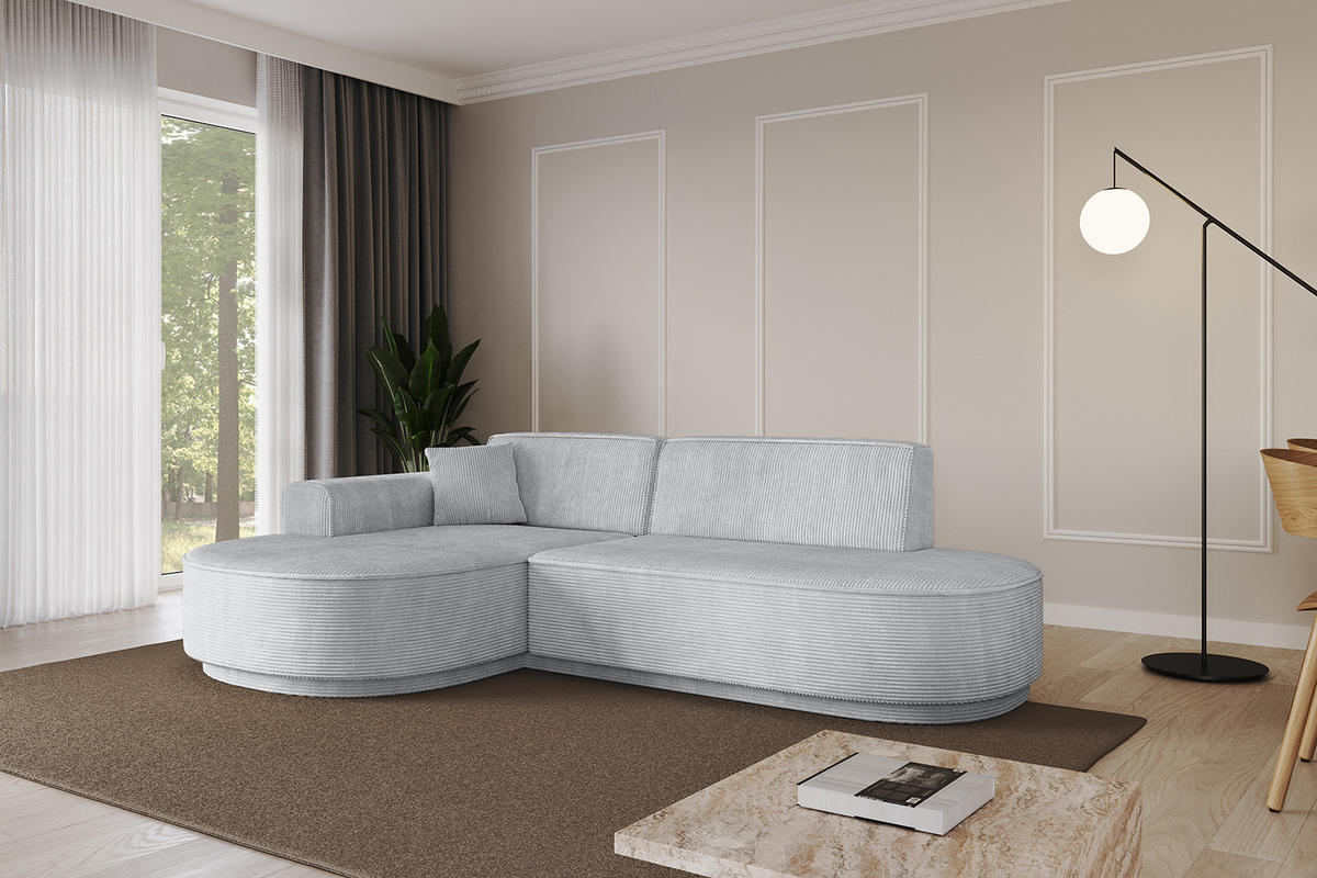 ECKSOFA Ottomane Links MARI-L1 - 232x163x81 cm Grau Cord - Schwarz/Grau, Holzwerkstoff/Kunststoff (163/234cm) - ALTDECOR