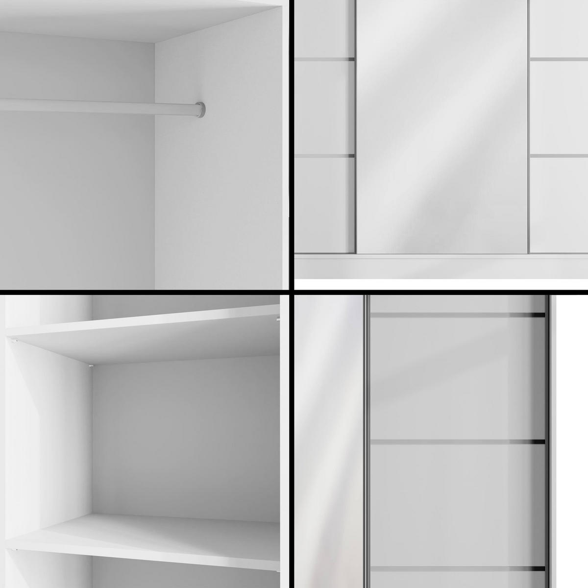 KLEIDERSCHRANK PAOKI - 250 cm - Weiß - Weiß, Holzwerkstoff (250/215/61cm) - ALTDECOR