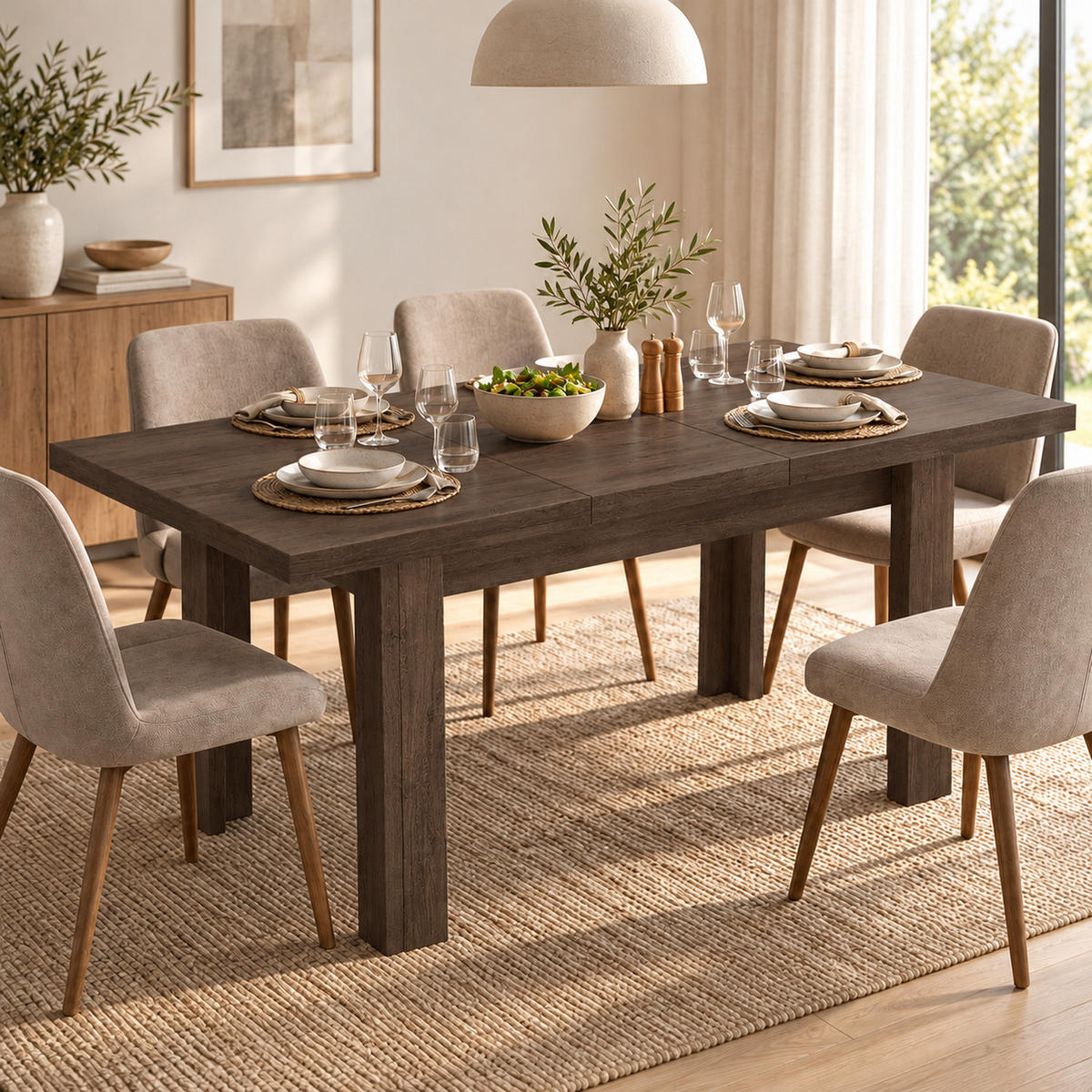ESSTISCH ausziehbar 120-160 x 80 x 75,5 cm Esche dunkel - Dunkelbraun, Holzwerkstoff (80/120/75.5cm) - Koseto