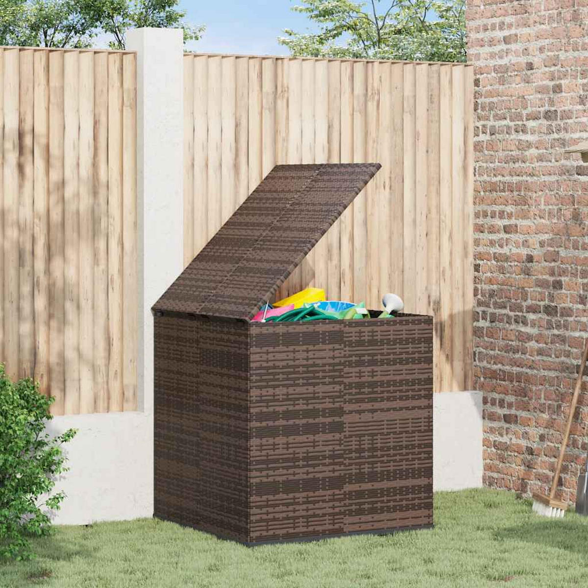 GARTEN-KISSENBOX PE Rattan 100x97,5x104 cm Braun - Braun, Kunststoff (100/104/97.5cm) - furnicato
