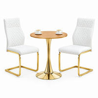 TISCH- UND STUHLSET 3-tlg. 60 cm Weiß/Gold - Weiß, Metall (60/72/60cm) - Meubliv